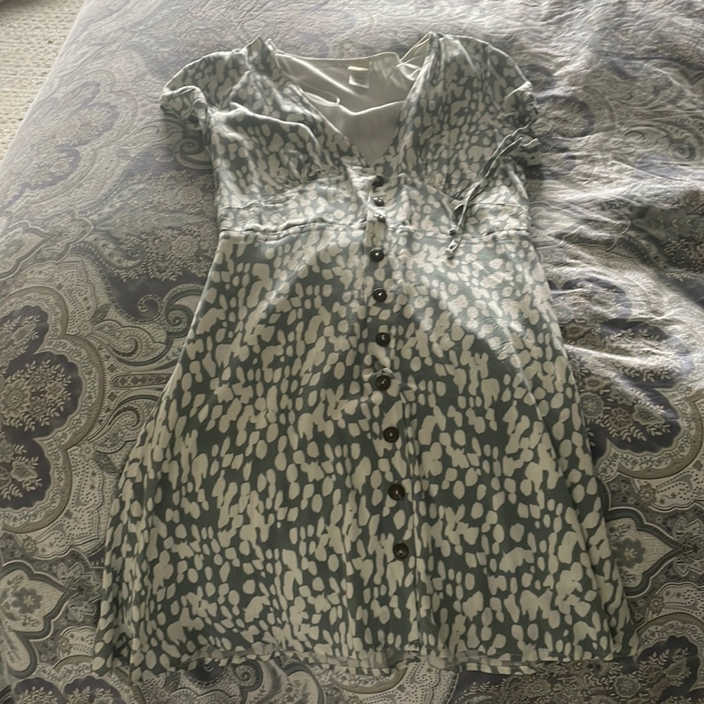 L space mini green print dress